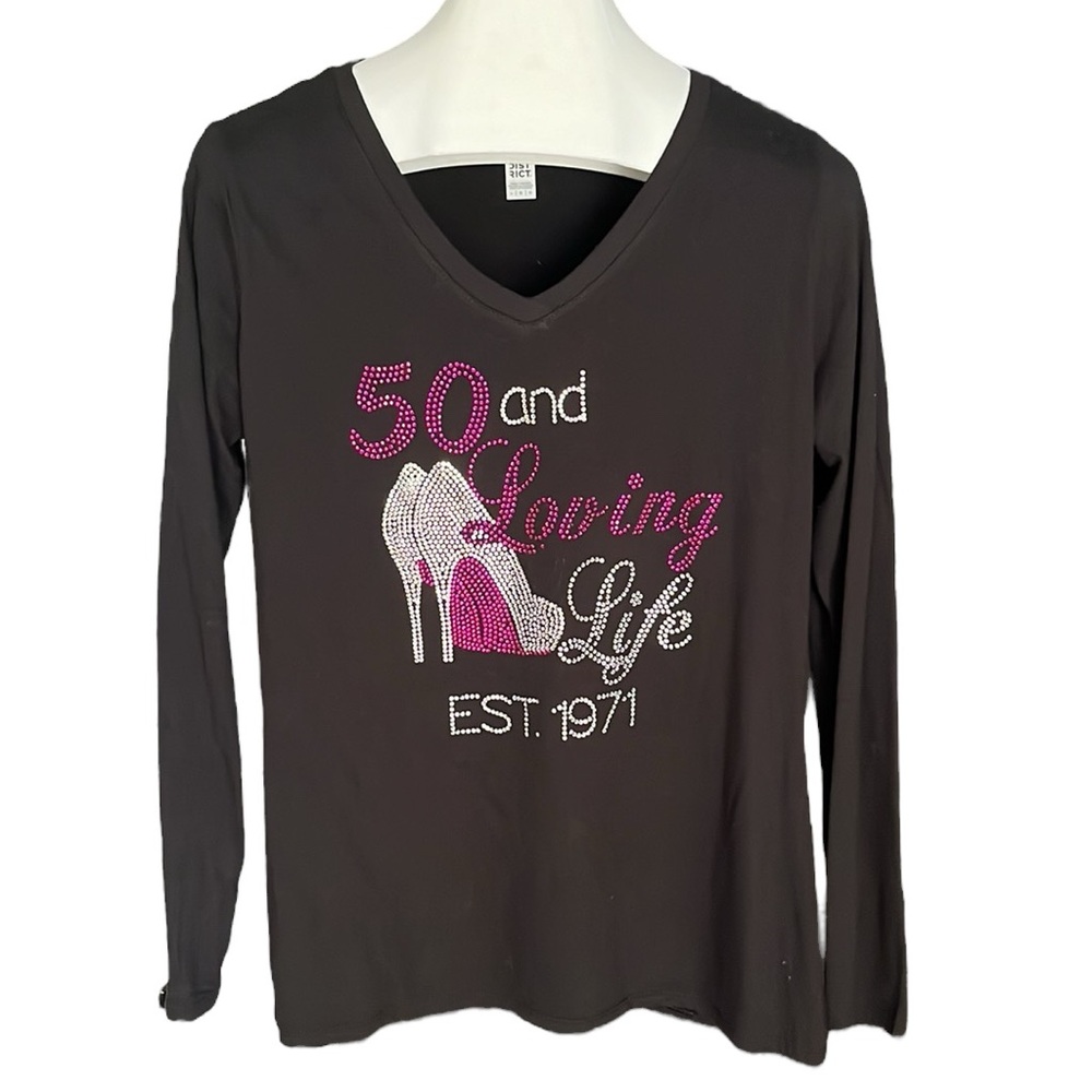 50 and Loving Life rhinestone 1971 long sleeve shirt